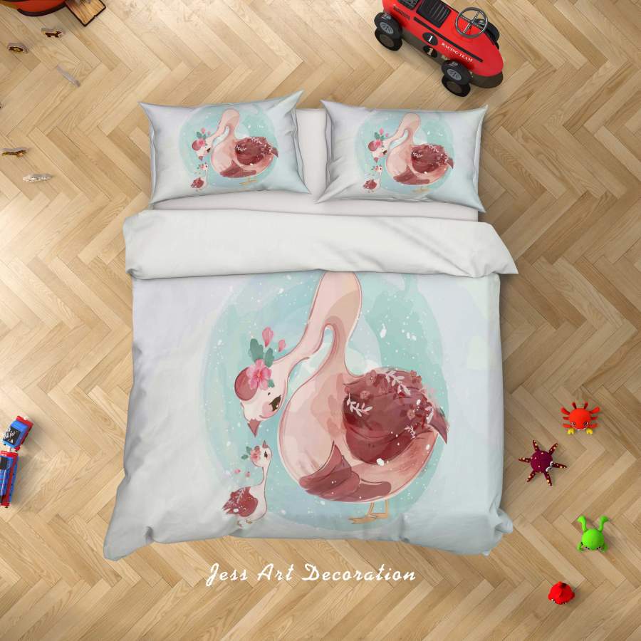 3D Watercolor Flamingo Quilt Cover Set Bedding Set Duvet Cover Pillowcases SF63