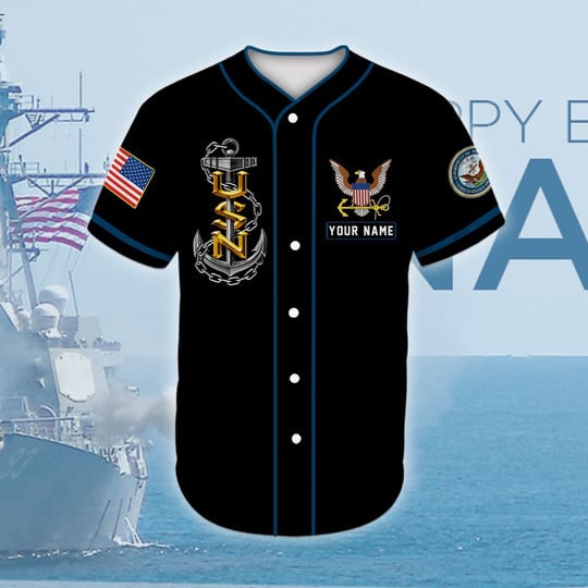 Us Navy Veteran Black Color – Personalized Baseball Jersey Shirt