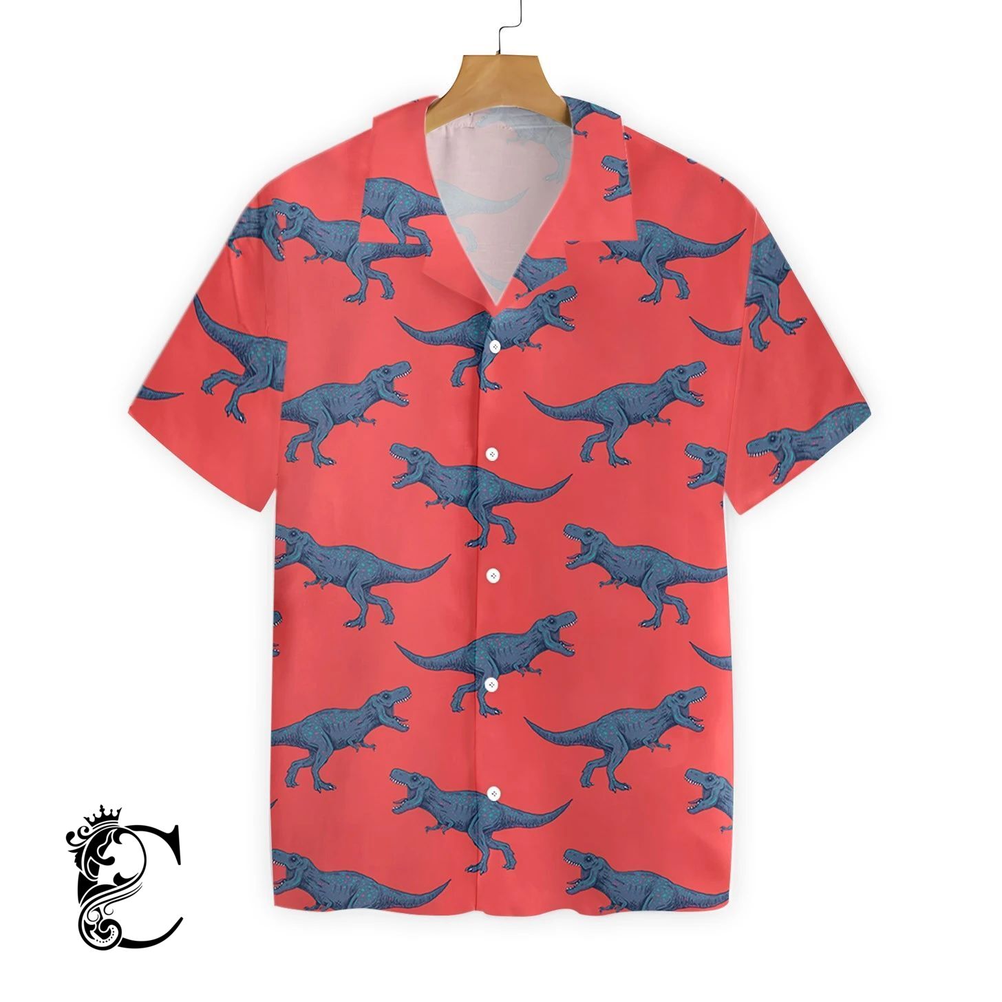 T-Rex Pattern Red Blue Dinosaur Ez21 2610 Hawaiian Shirt