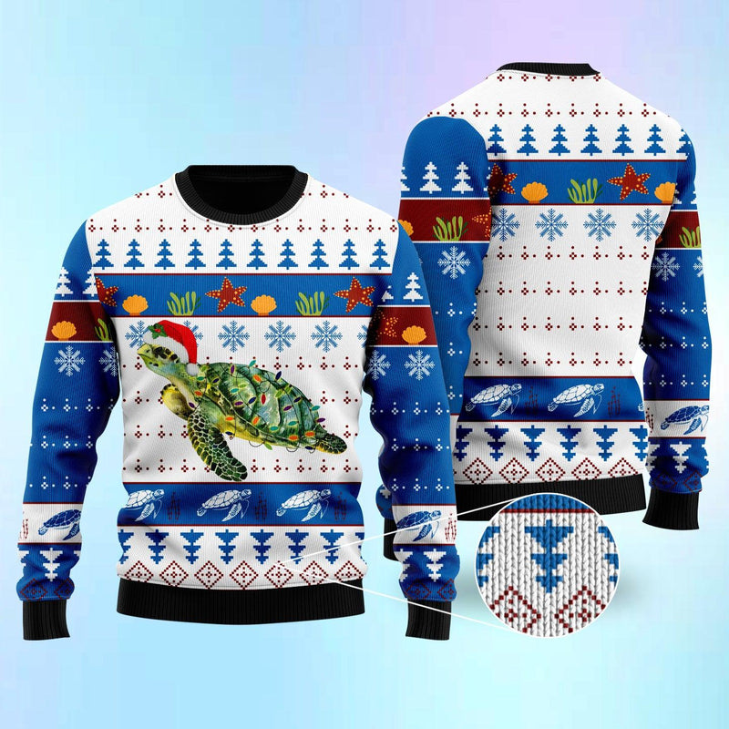 Turtle In Ocean Ugly Christmas Sweater For Men & Women