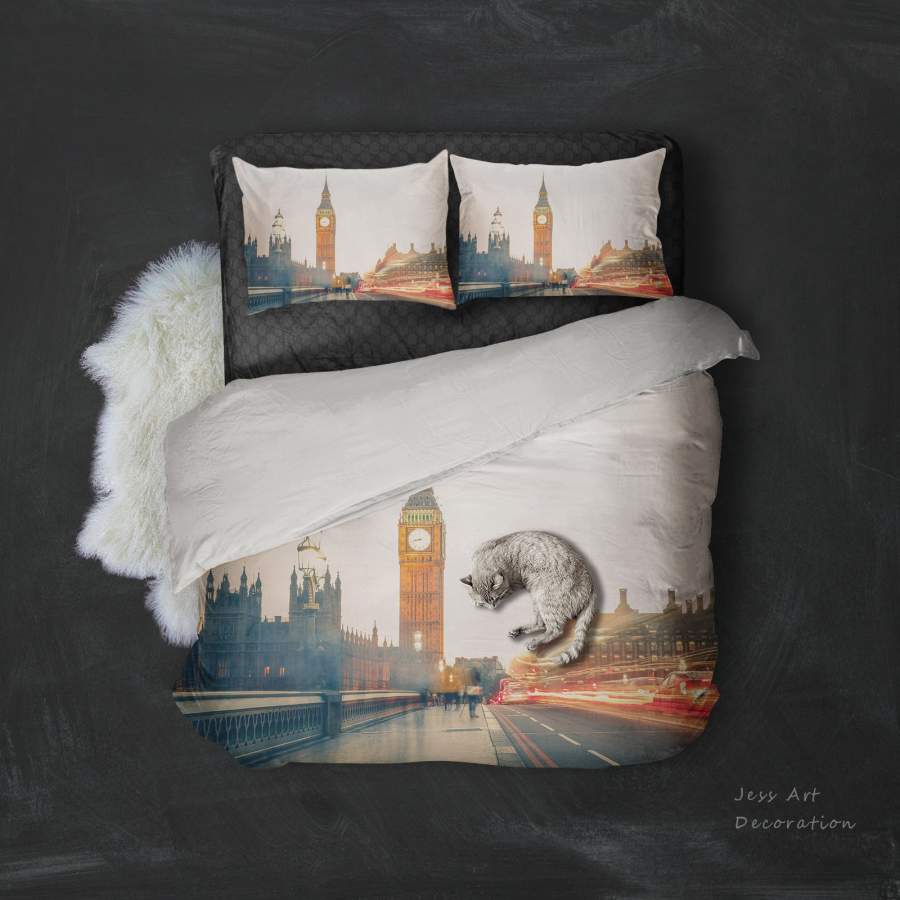 3D City Building Big Ben Quilt Cover Set Bedding Set Pillowcases 89