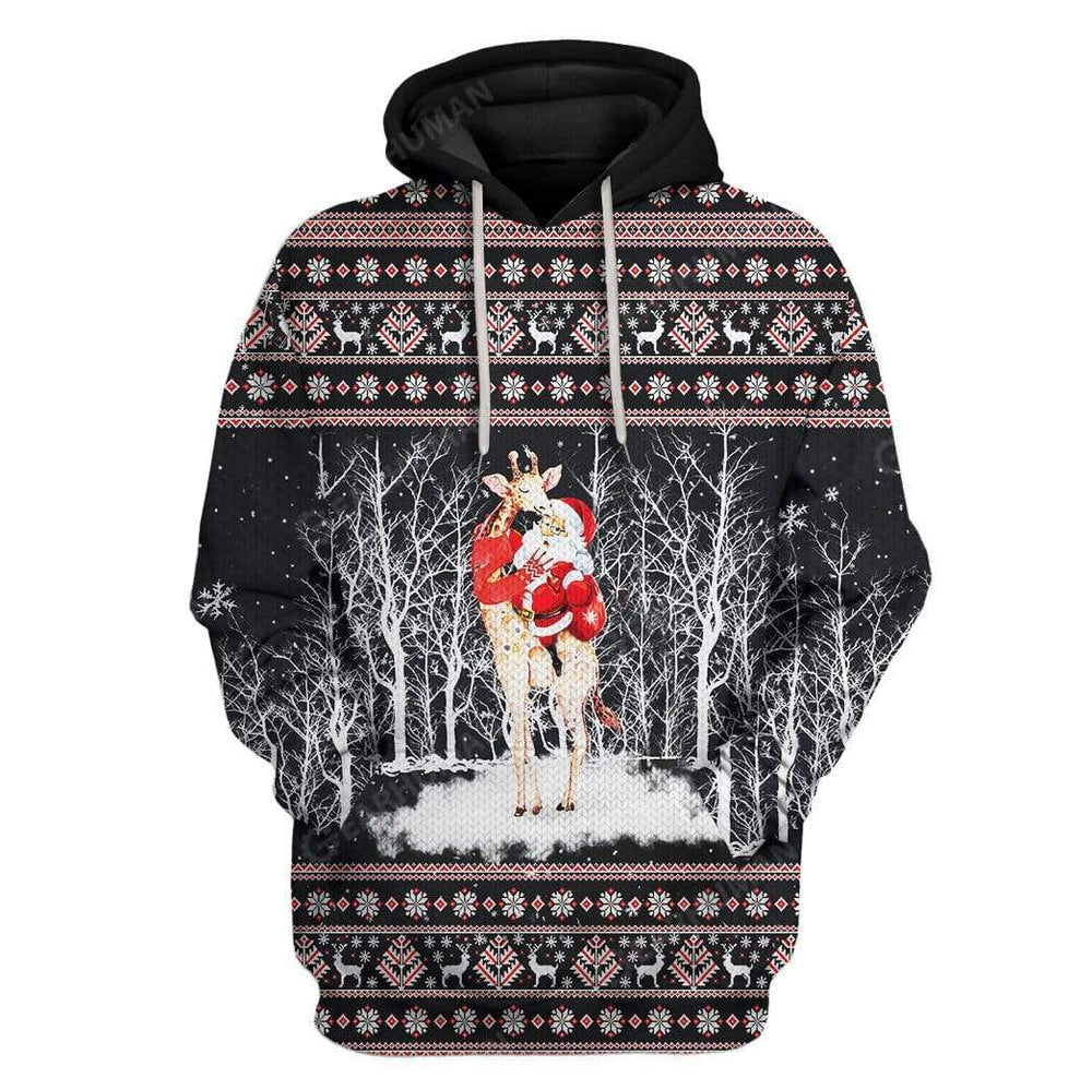 Ugly Giraffe And Santa Hoodie For Men And Women