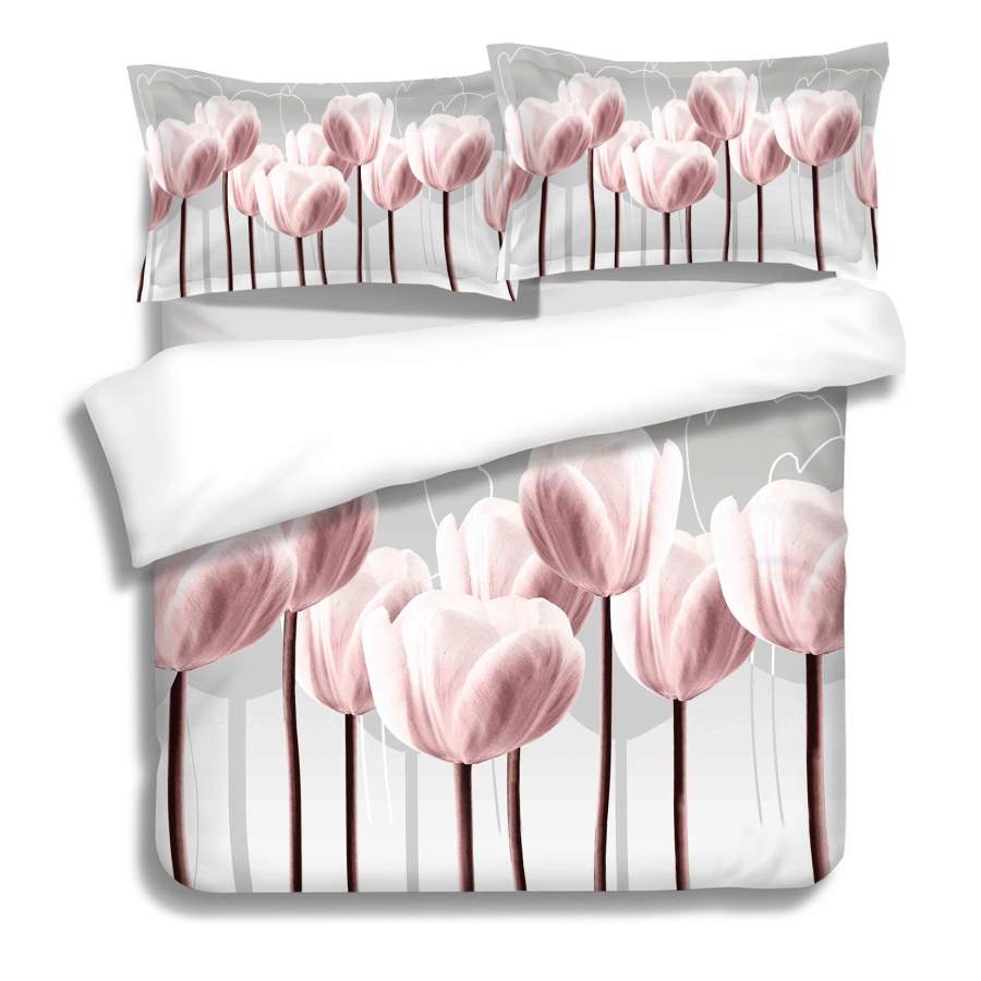 3D Pink Tulip Quilt Cover Set Bedding Set Pillowcases 71