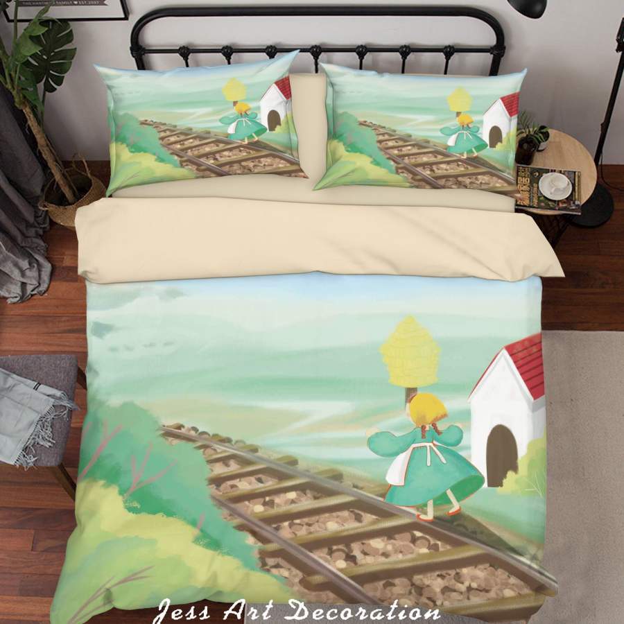 3D Cartoon Track Girl House Quilt Cover Set Bedding Set Duvet Cover Pillowcases A593 LQH