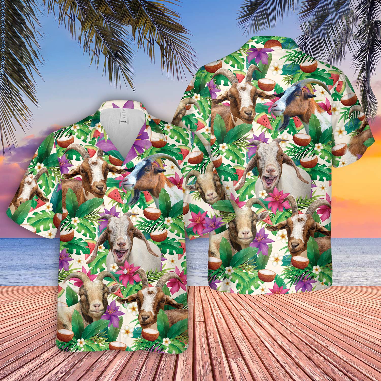 Unique Goat Summer Floral 3D Hawaiian Shirt