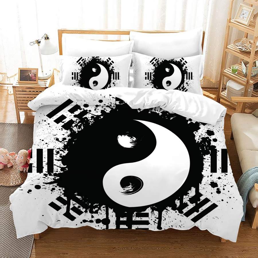 3D Black White Tai Chi Eight Diagrams Quilt Cover Set Bedding Set Duvet Cover Pillowcases SF60