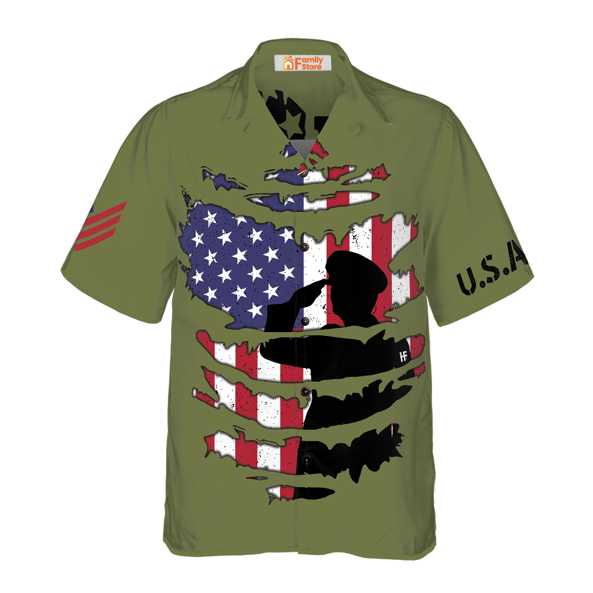 Veteran’S Proud Silhouette Hawaiian Shirt