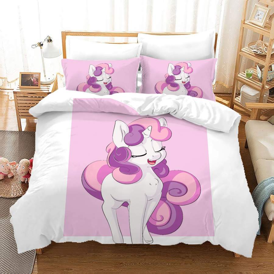 3D Cartoon Unicorn Purple Quilt Cover Set Bedding Set Duvet Cover Pillowcases A632 LQH