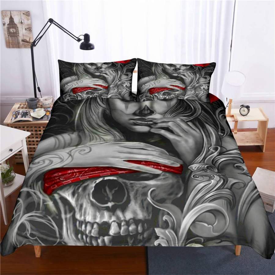 3D Skull Beauty Quilt Cover Set Bedding Set Pillowcases 63