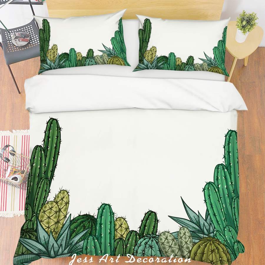 3D Cactus White Quilt Cover Set Bedding Set Pillowcases 253