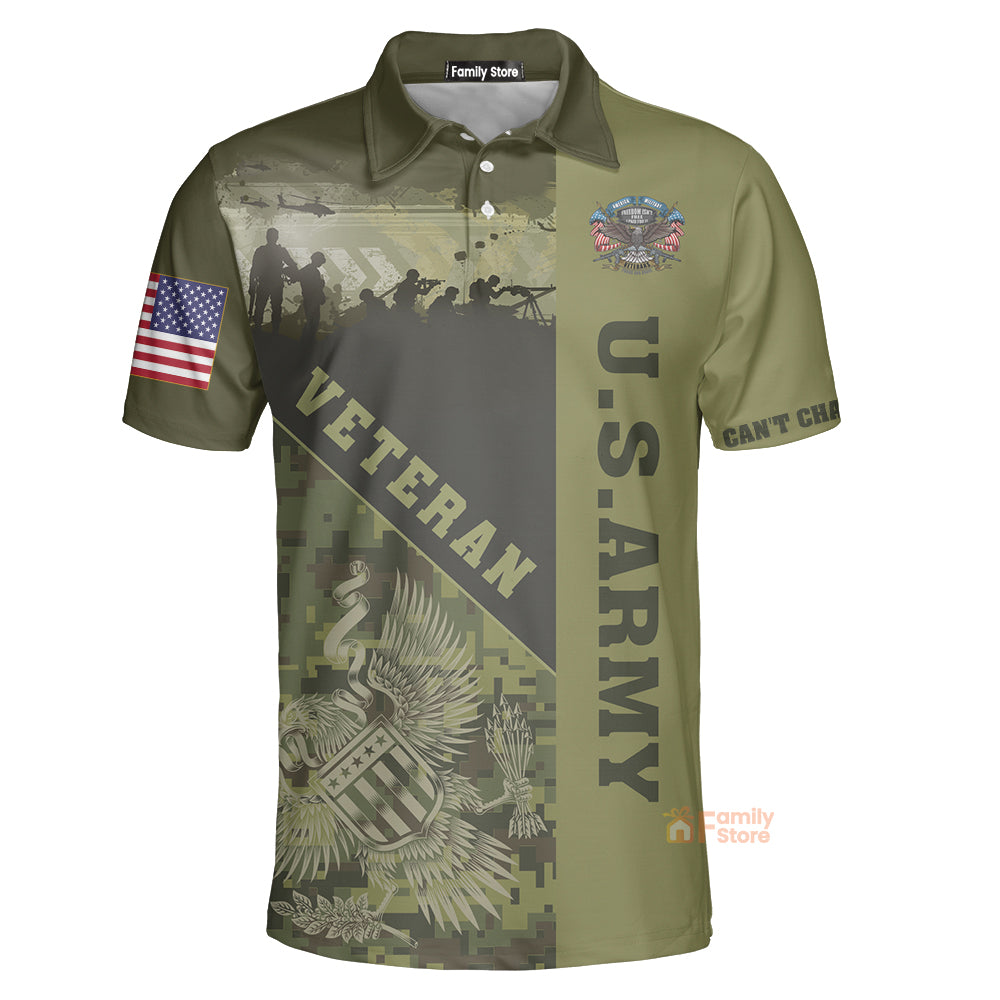 Us Army Veterans Can’T Change History Green Patriotic Polo Shirt