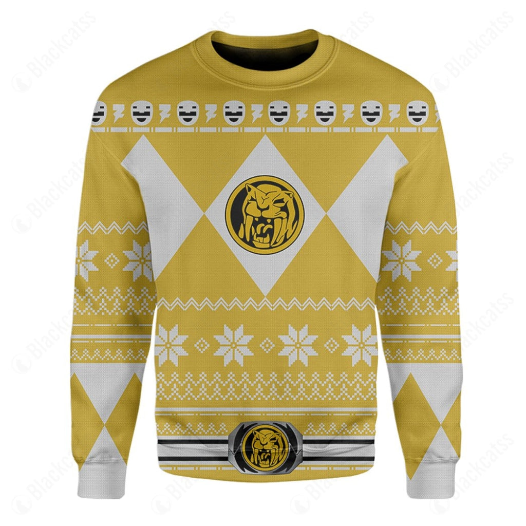 Yellow Mighty Morphin Power Rangers Costumes C1 – Ugly Christmas Sweater