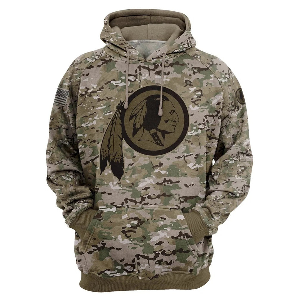 Washington Redskins Camo Hoodie 3D Printed Pullover Zip Up Hoodies