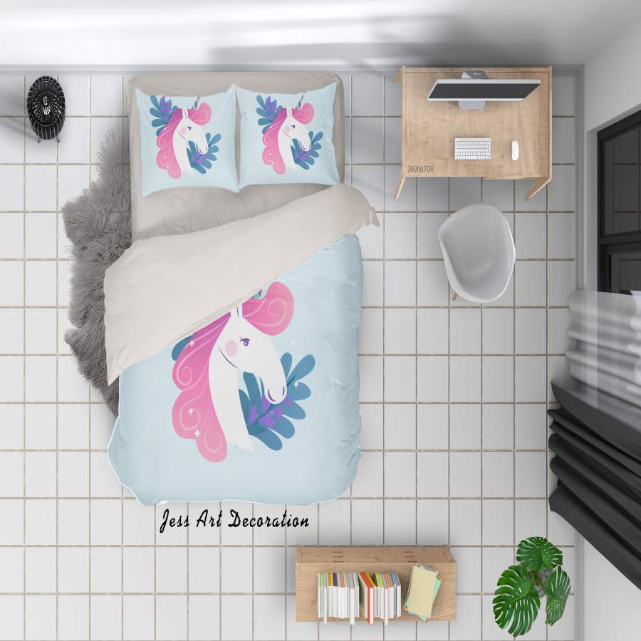 3D Unicorn Quilt Cover Set Bedding Set Duvet Cover Pillowcases SF293