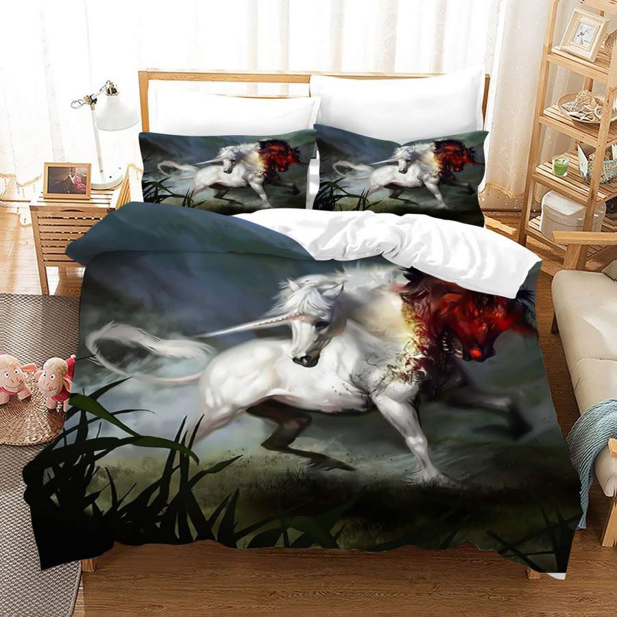 3D Dark Unicorn Quilt Cover Set Bedding Set Duvet Cover Pillowcases JN1010