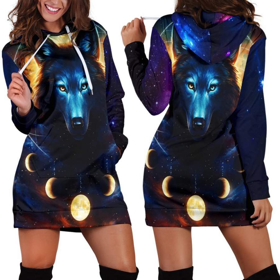 Wolf Galaxy Hoodie Dress 1