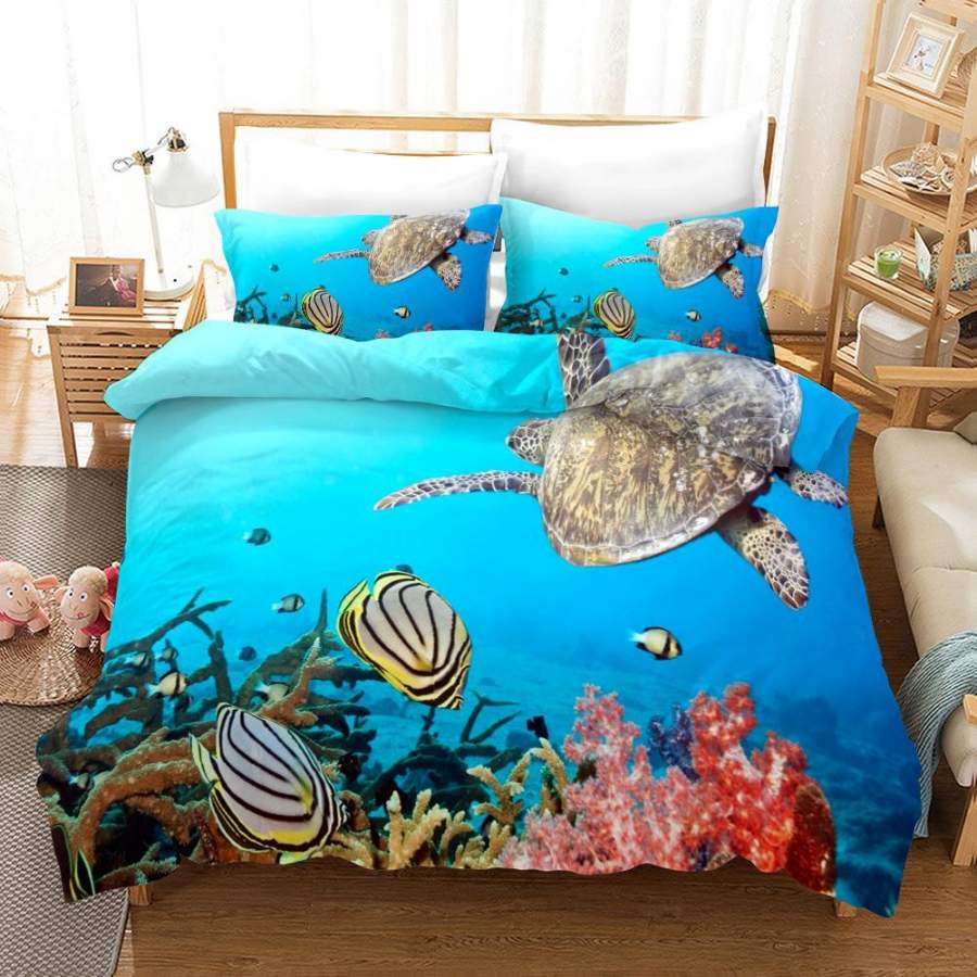 3D Undersea World Turtle Quilt Cover Set Bedding Set Pillowcases 102