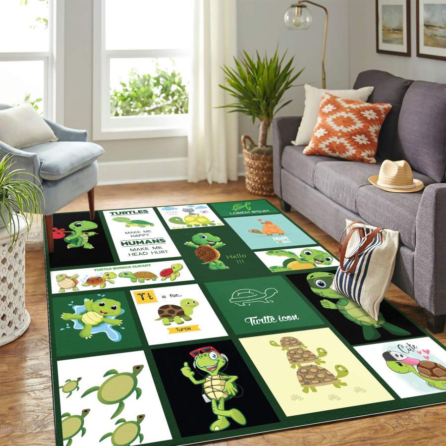 Turtles Make Me Happy Quilt Blanket Mk Carpet Area Rug – Home Decor – Bedroom Living Room Décor