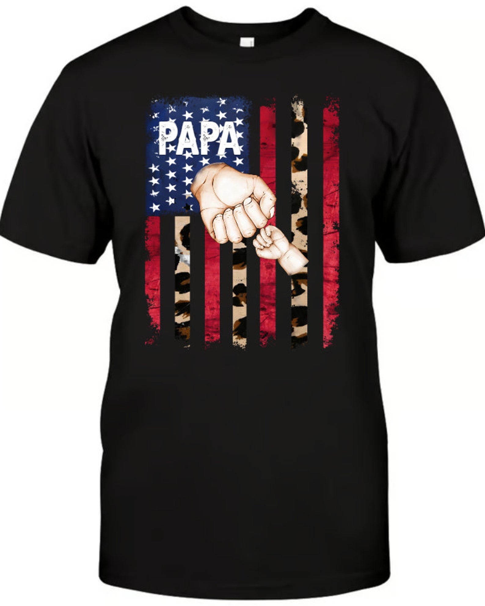 Personalized Fist Bump Papa America Flag Shirt, Gift For Dad With Kids Name, Father’S Day Present For Dada, Gift For Husband, Father’S Day