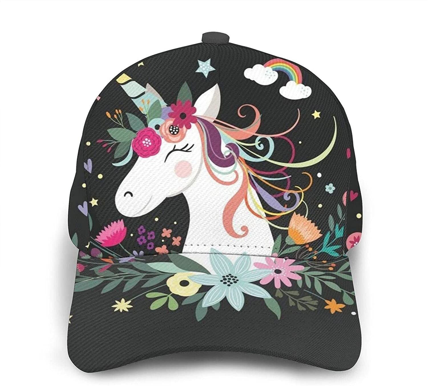 Unicorn Print Classic Baseball 3D Cap Adjustable Twill Sports Dad Hats For Unisex