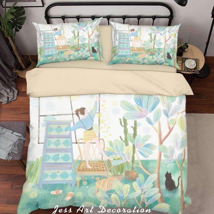 3D Girls Swing Tree Painting Quilt Cover Set Bedding Set Duvet Cover Pillowcases A524 LQH