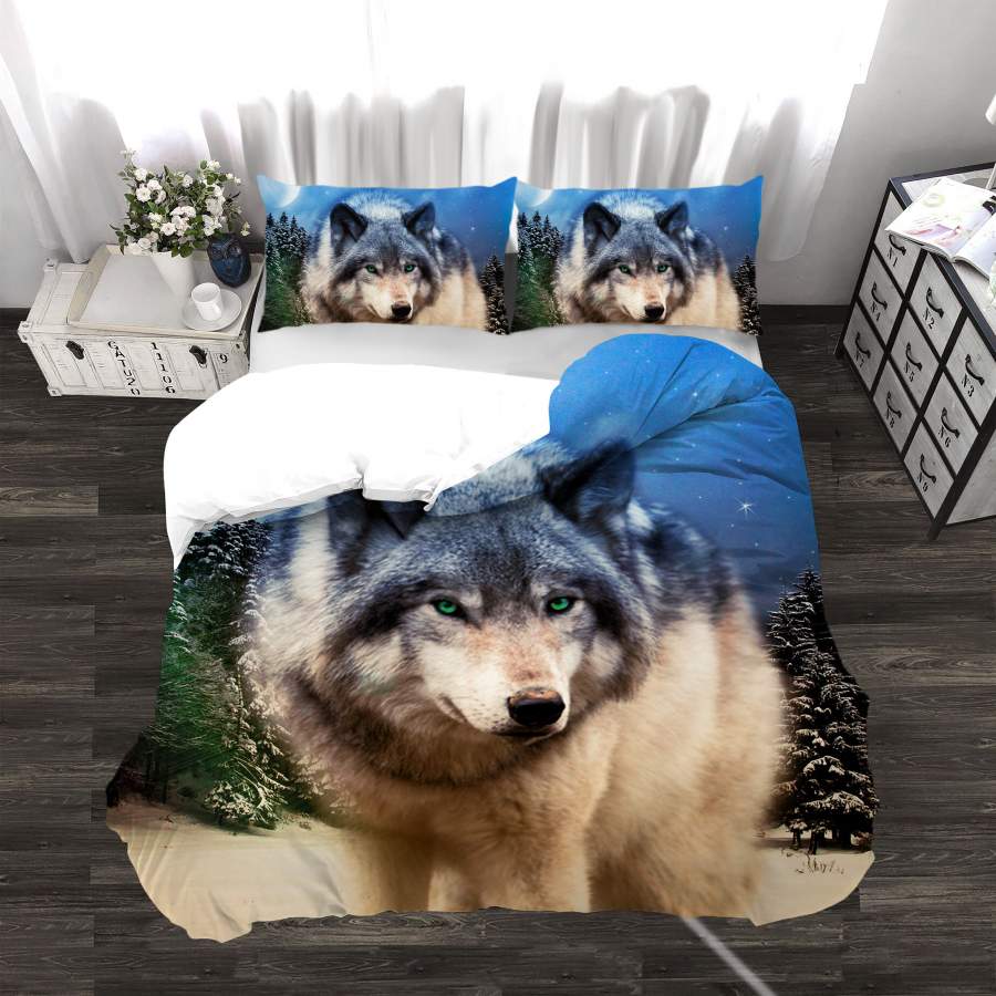 3D Pine Forest Wolf Quilt Cover Set Bedding Set Duvet Cover Pillowcases SF25