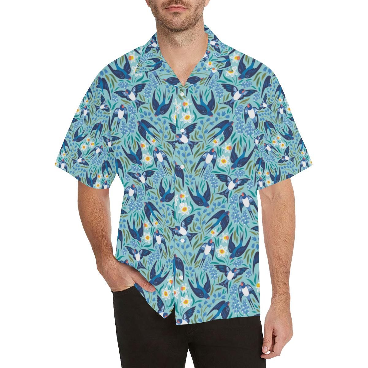 Swallow Pattern Print Design 05 Men’s All Over Print Hawaiian Shirt (model T58)