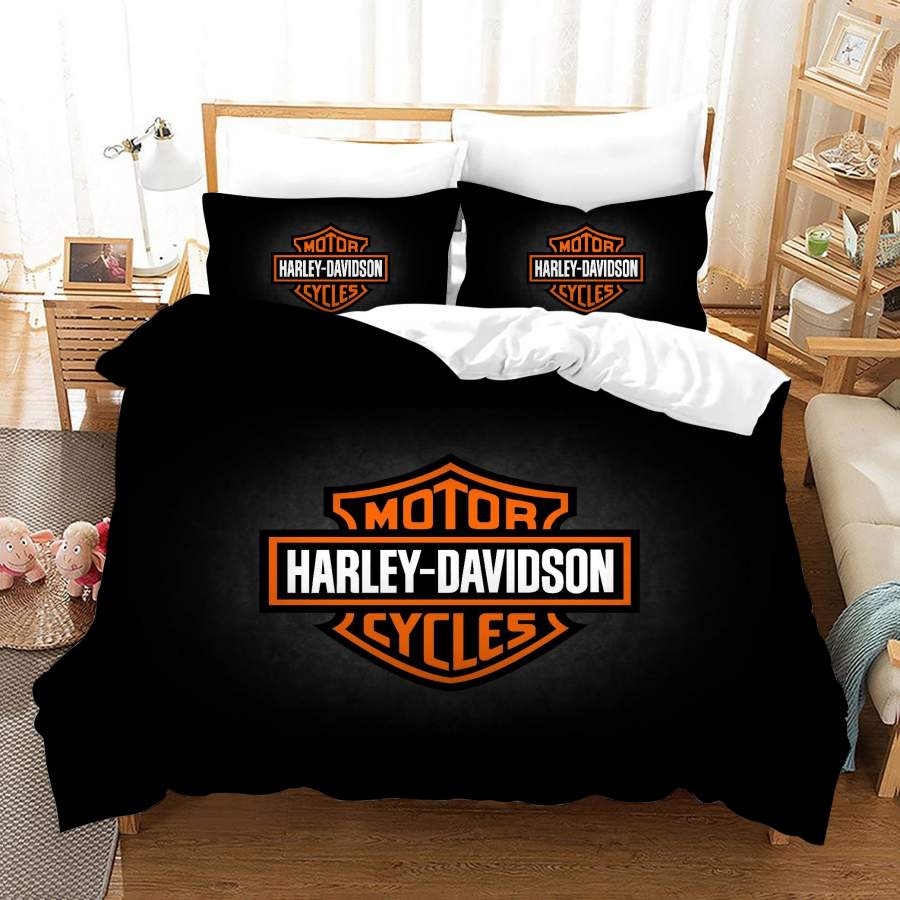 3D Black Harley-Davidson Motorcycle Quilt Cover Set Bedding Set Duvet Cover Pillowcases SF86