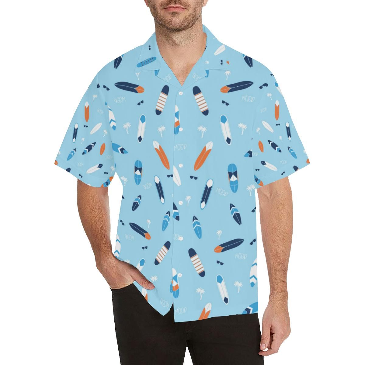 Surfboard Pattern Print Design 05 Men’s All Over Print Hawaiian Shirt (model T58)