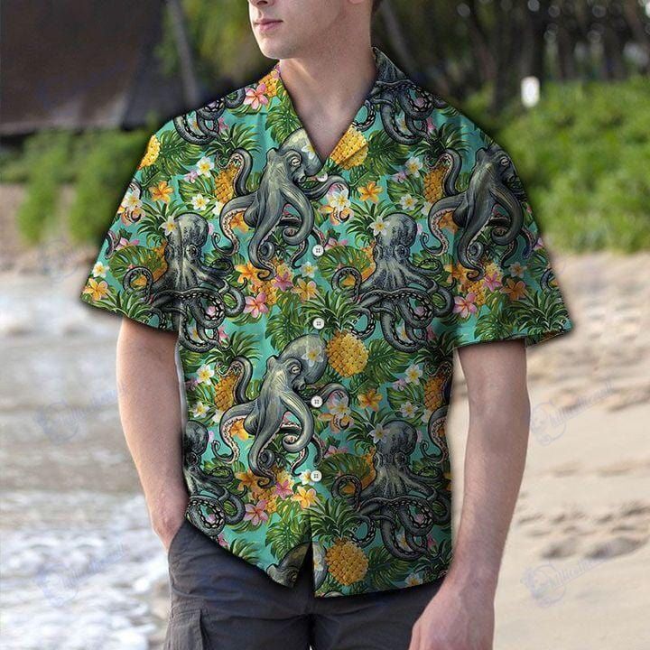 Tropical Pineapple Octopus Hawaiian Aloha Shirts