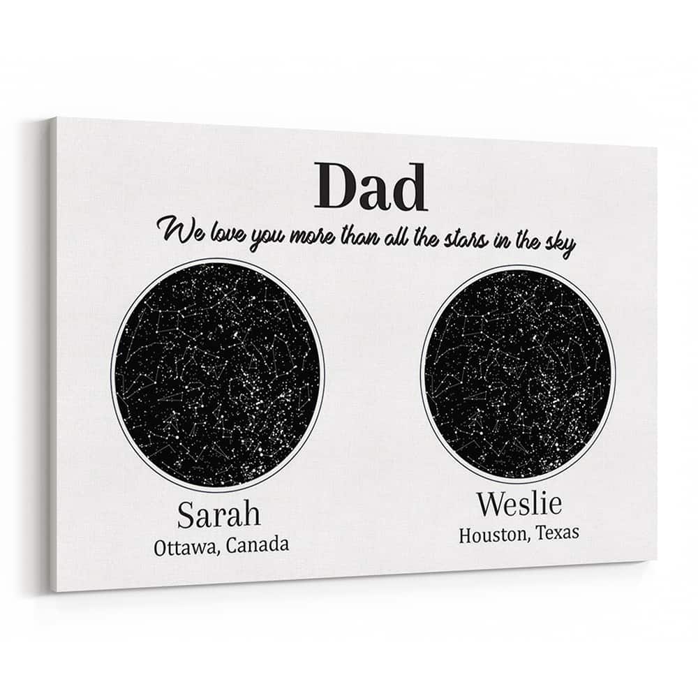 We Love You More Than All The Stars In The Sky Custom Star Map Canvas Print