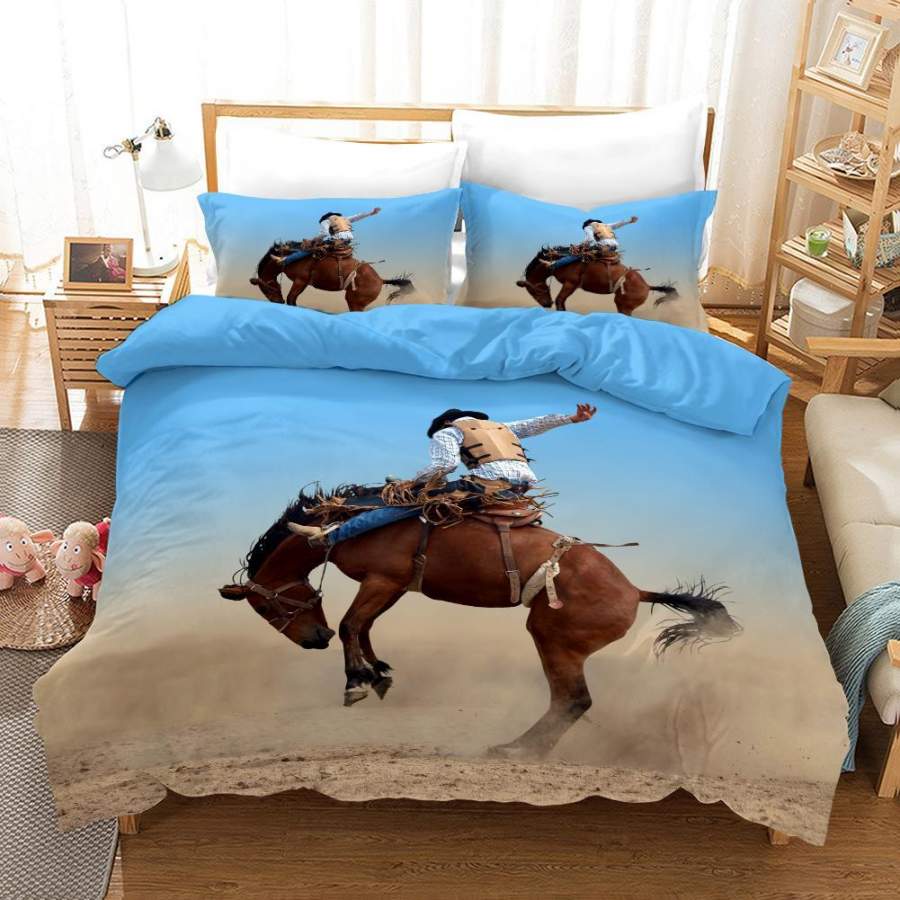 3D Strong Horses Cowboy Quilt Cover Set Bedding Set Pillowcases 5