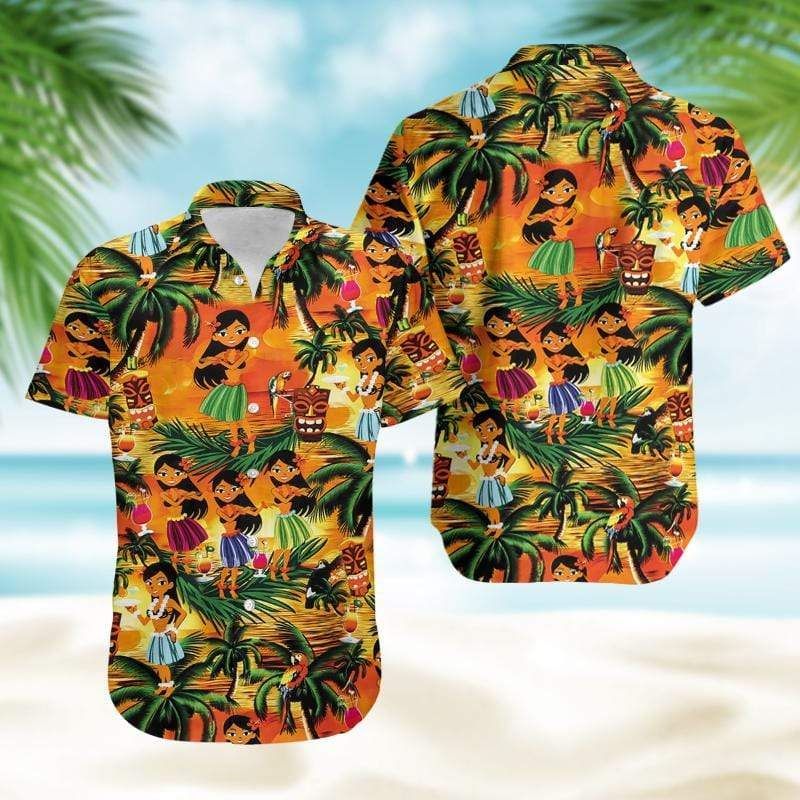 Tropical Girls Dancing Hawaiian Aloha Shirts