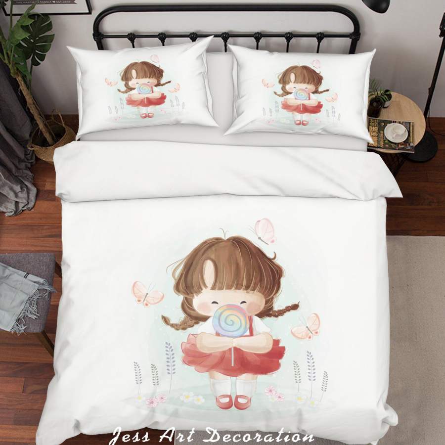 3D Cartoon Girl Lollipop Quilt Cover Set Bedding Set Duvet Cover Pillowcases SF119