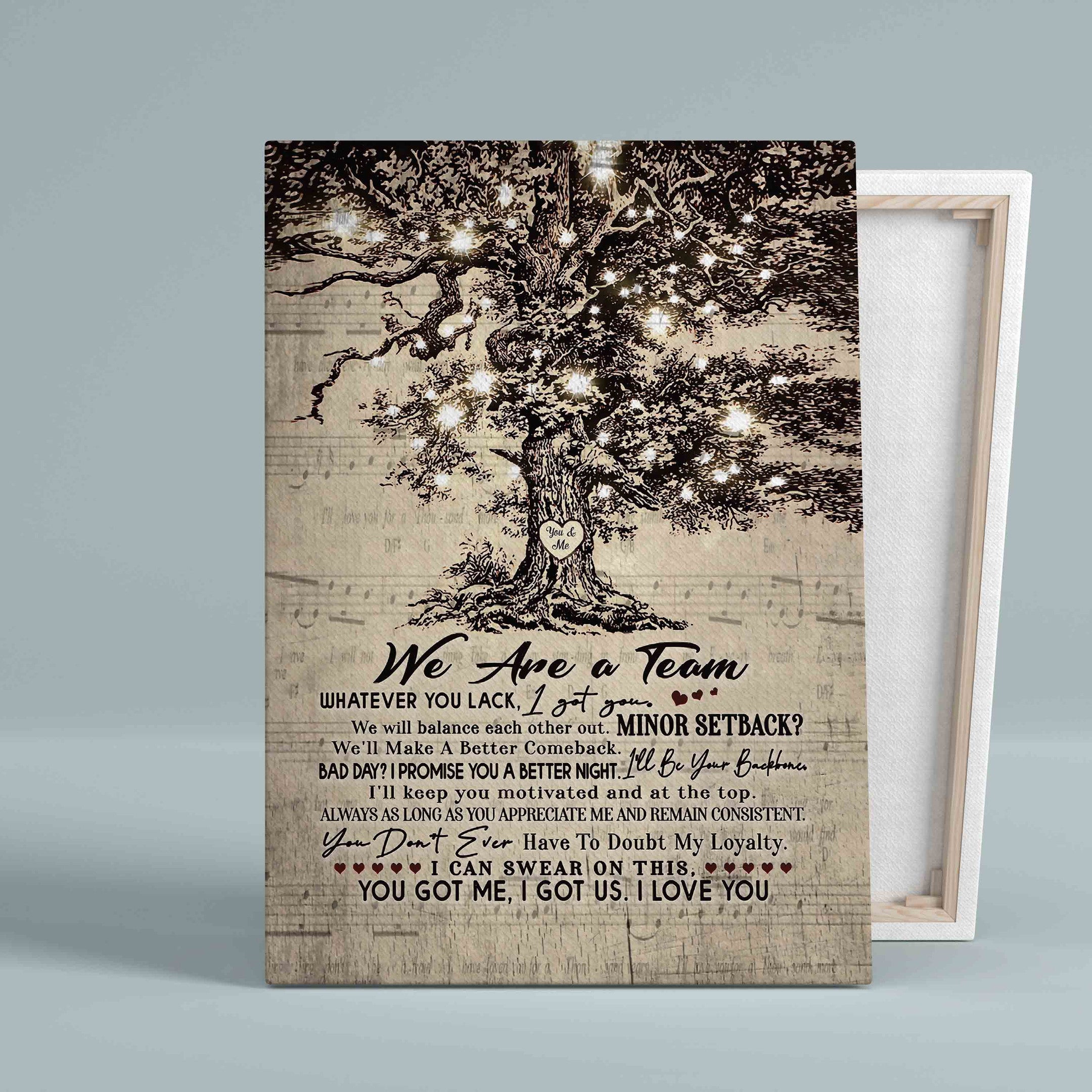 We Are A Team Canvas, I Love You Canvas, Valentine Canvas, Family Canvas, Quote