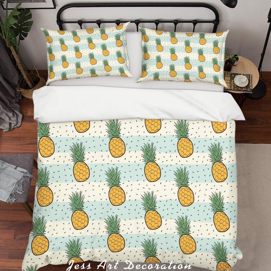 3D Pineapple Stripes Quilt Cover Set Bedding Set Pillowcases 44