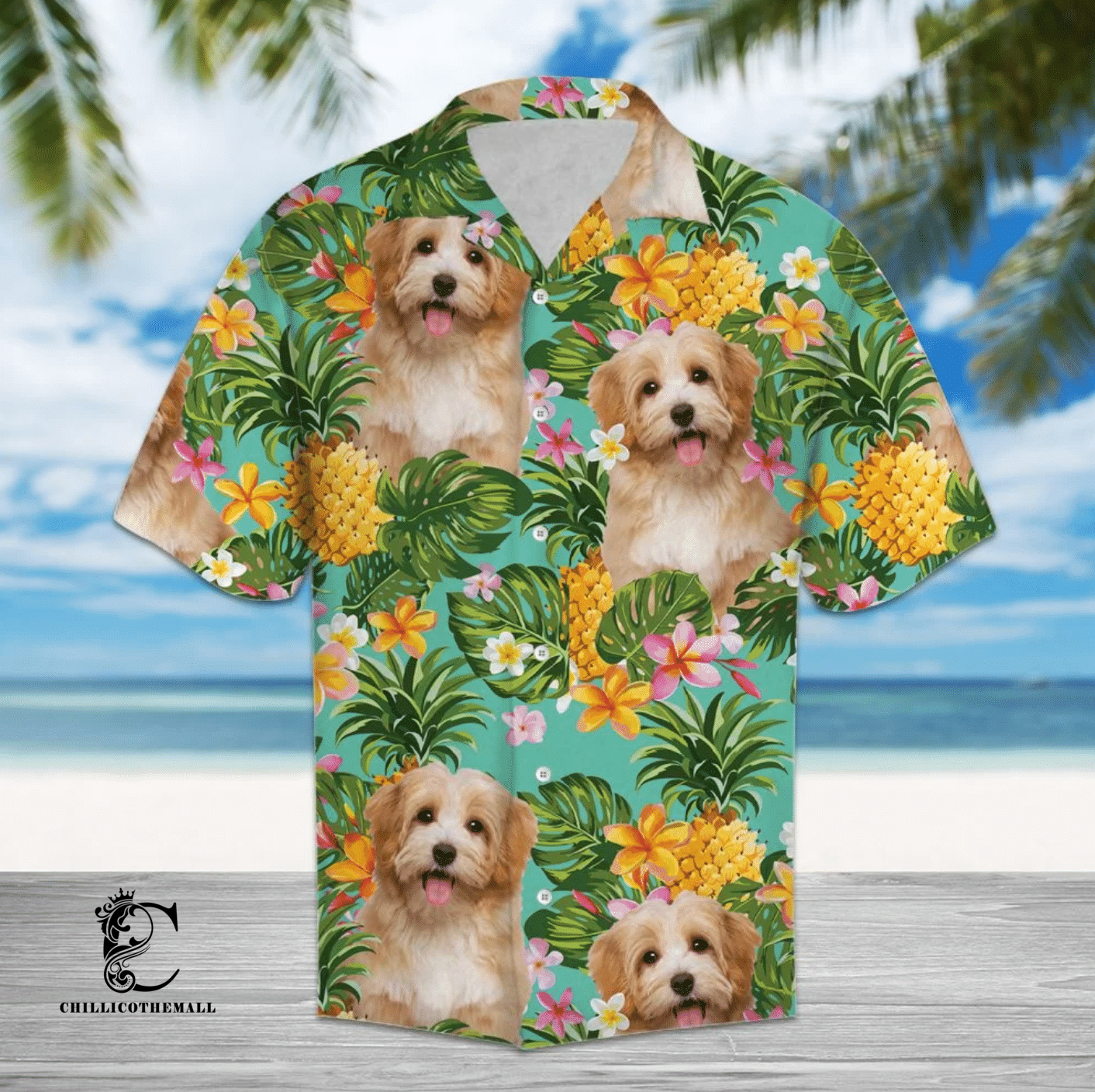 Tropical Pineapple Havanese Hawaiian Shirt