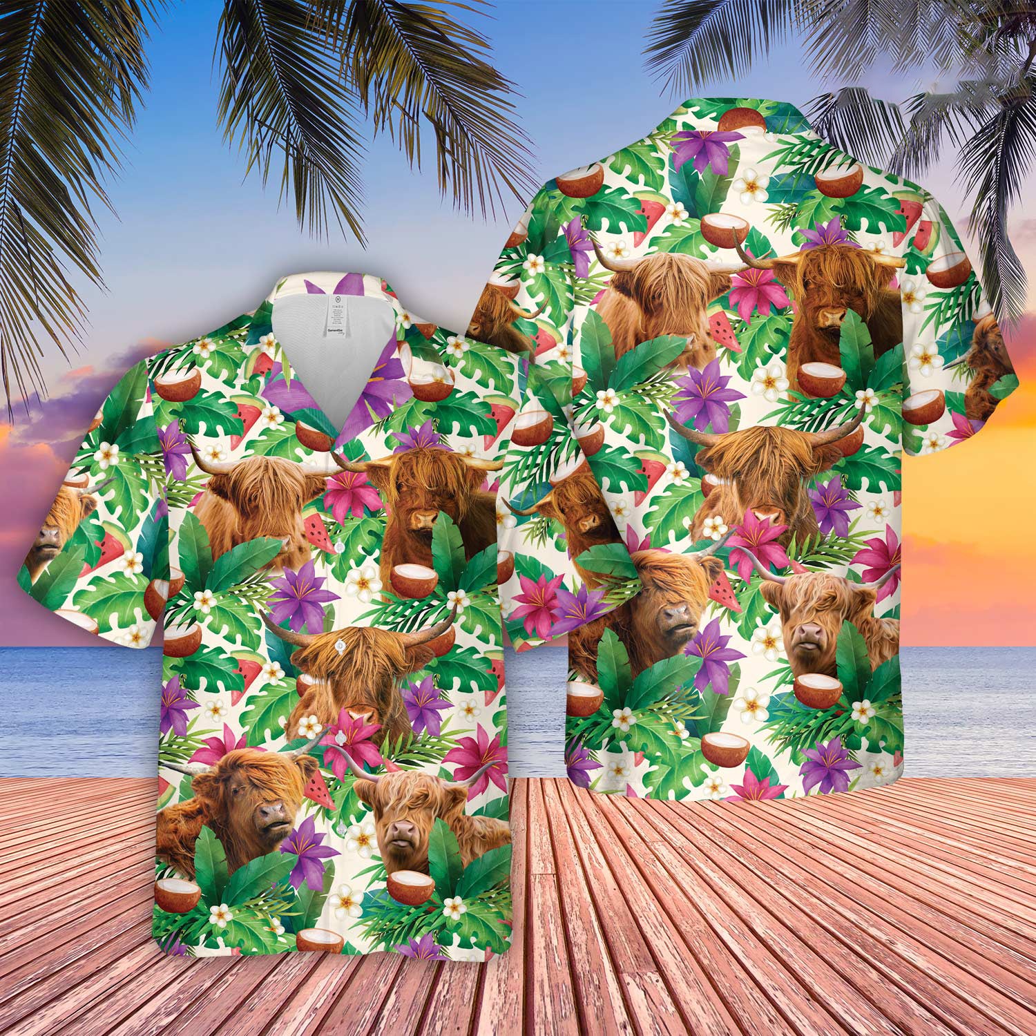 Unique Highland Summer Floral 3D Hawaiian Shirt