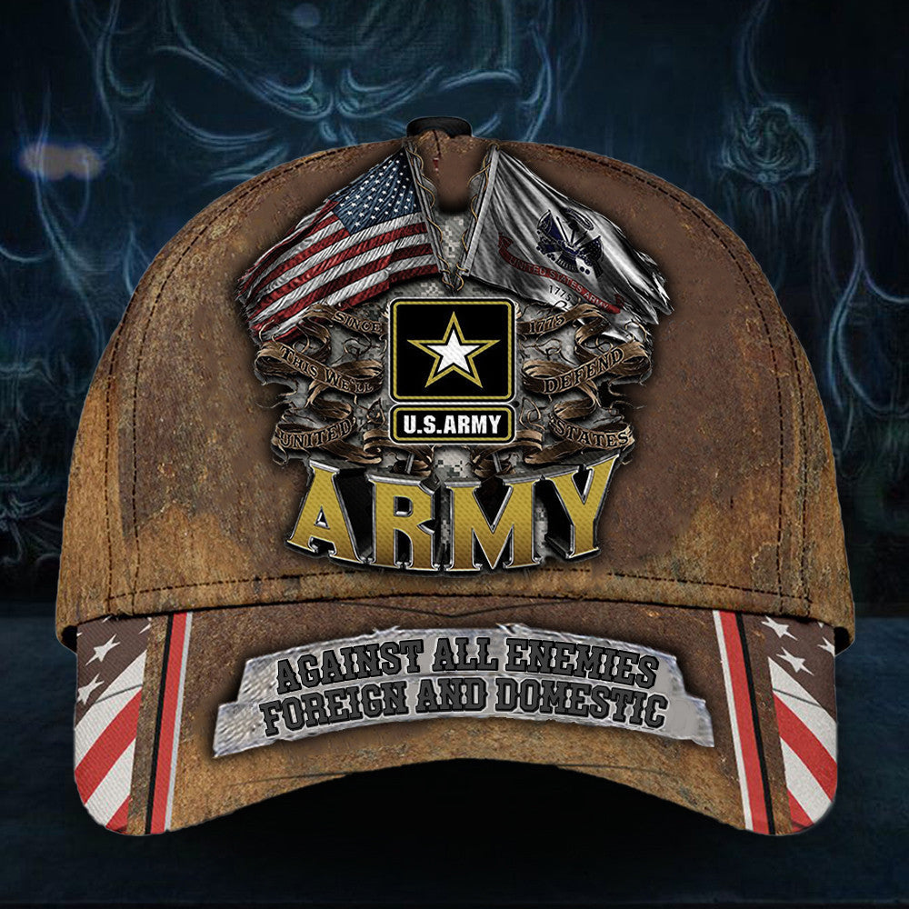 Us Army Hat Against All Enemies Army Old Retro American Flag Us Army Baseball Cap Gift Ideas