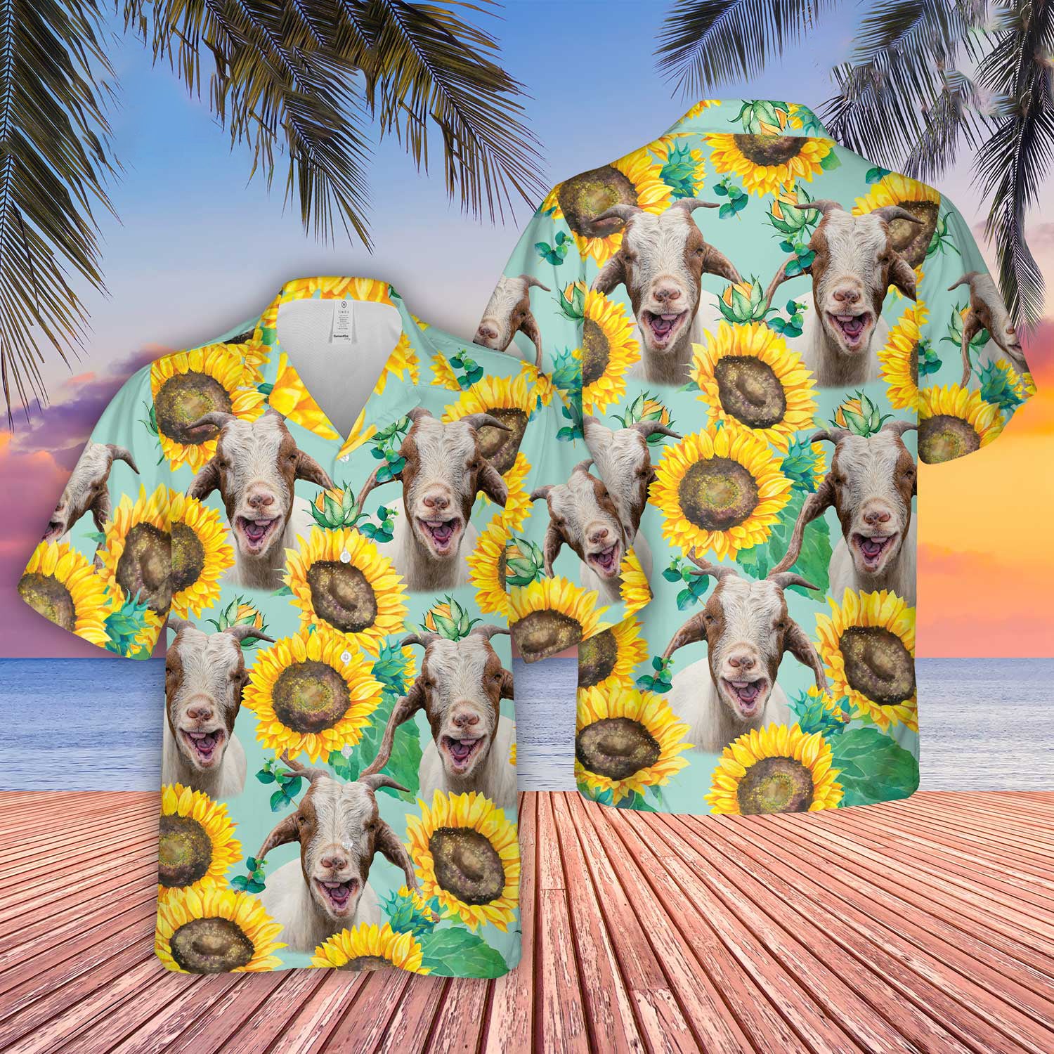 Unique Goat Sunflowers Floral Farm 3D Hawaiian Shirt