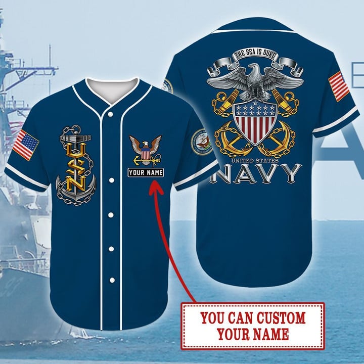 Us Navy Veteran Blue Color – Personalized  Baseball Jersey Shirt