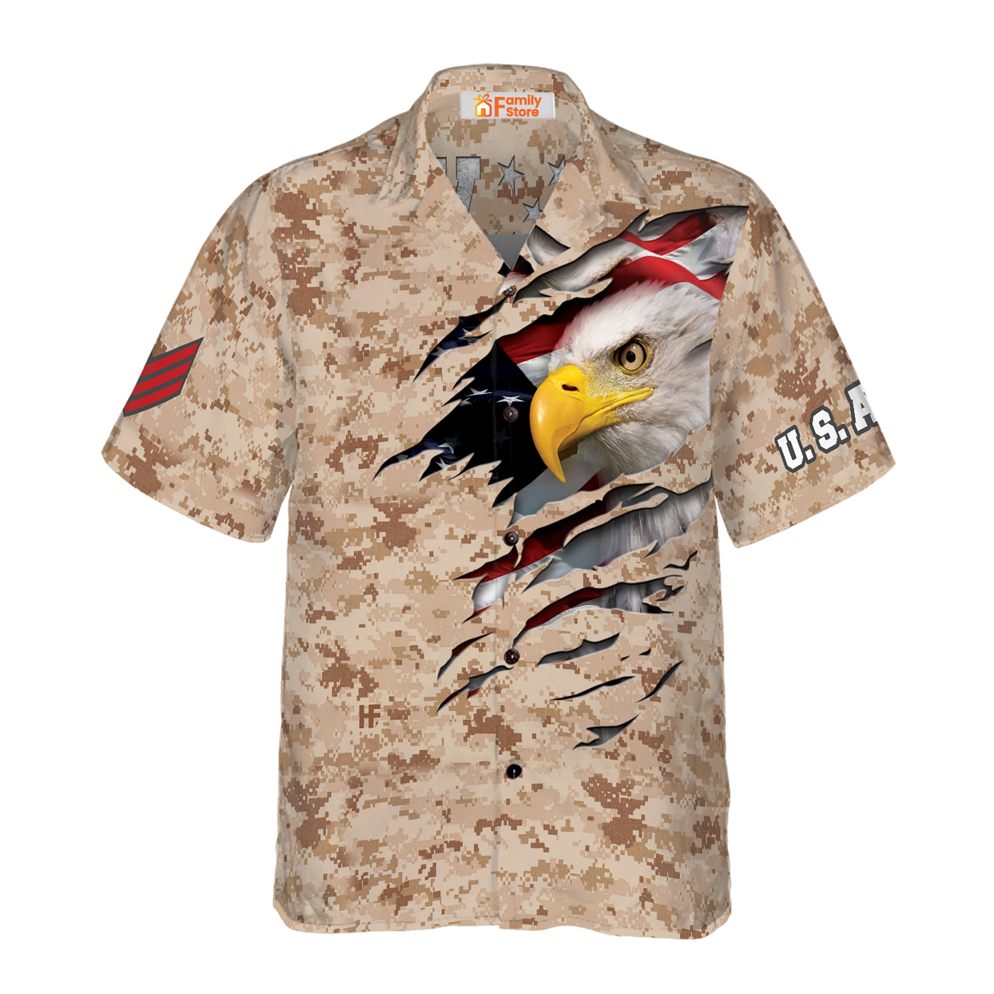 Veteran Proud Us Desert Marine Camouflage Hawaiian Shirt