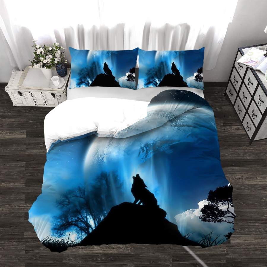 3D Blue Wolf Quilt Cover Set Bedding Set Duvet Cover Pillowcases SF29