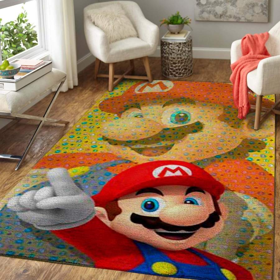 Videogame Fans Mario – Video Game Area Rug – Gaming Home Decor – HomeBeautyUS