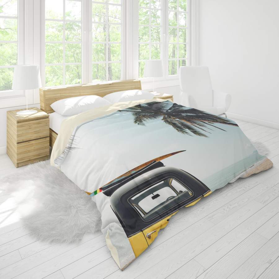 3D Sea Beach Coconut Tree Car Quilt Cover Set Bedding Set Pillowcases 76