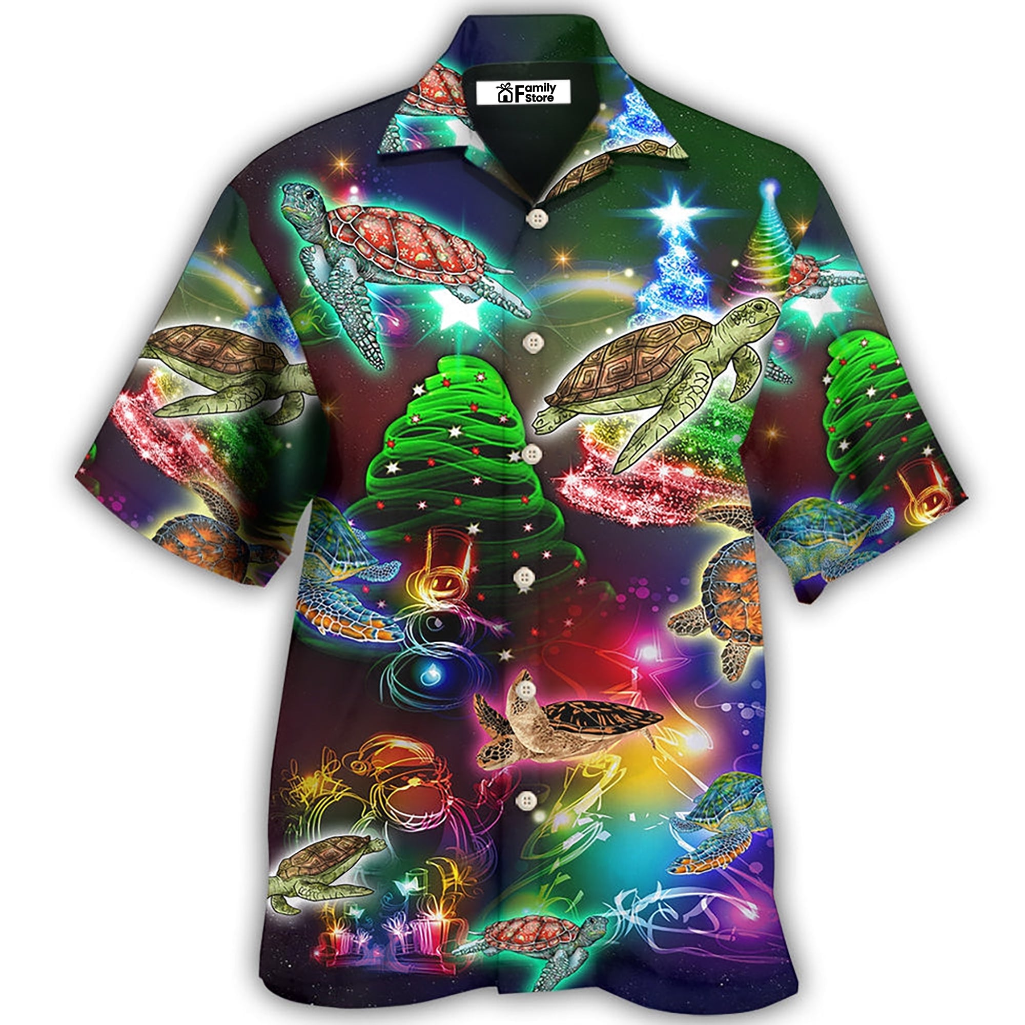 Turtle Neon Light Merry Christmas Lovely – Hawaiian Shirt