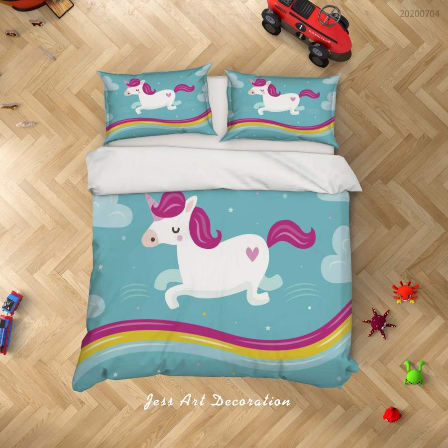 3D Unicorn Quilt Cover Set Bedding Set Duvet Cover Pillowcases SF208