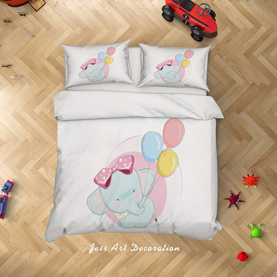 3D Elephant Balloon Quilt Cover Set Bedding Set Duvet Cover Pillowcases SF54