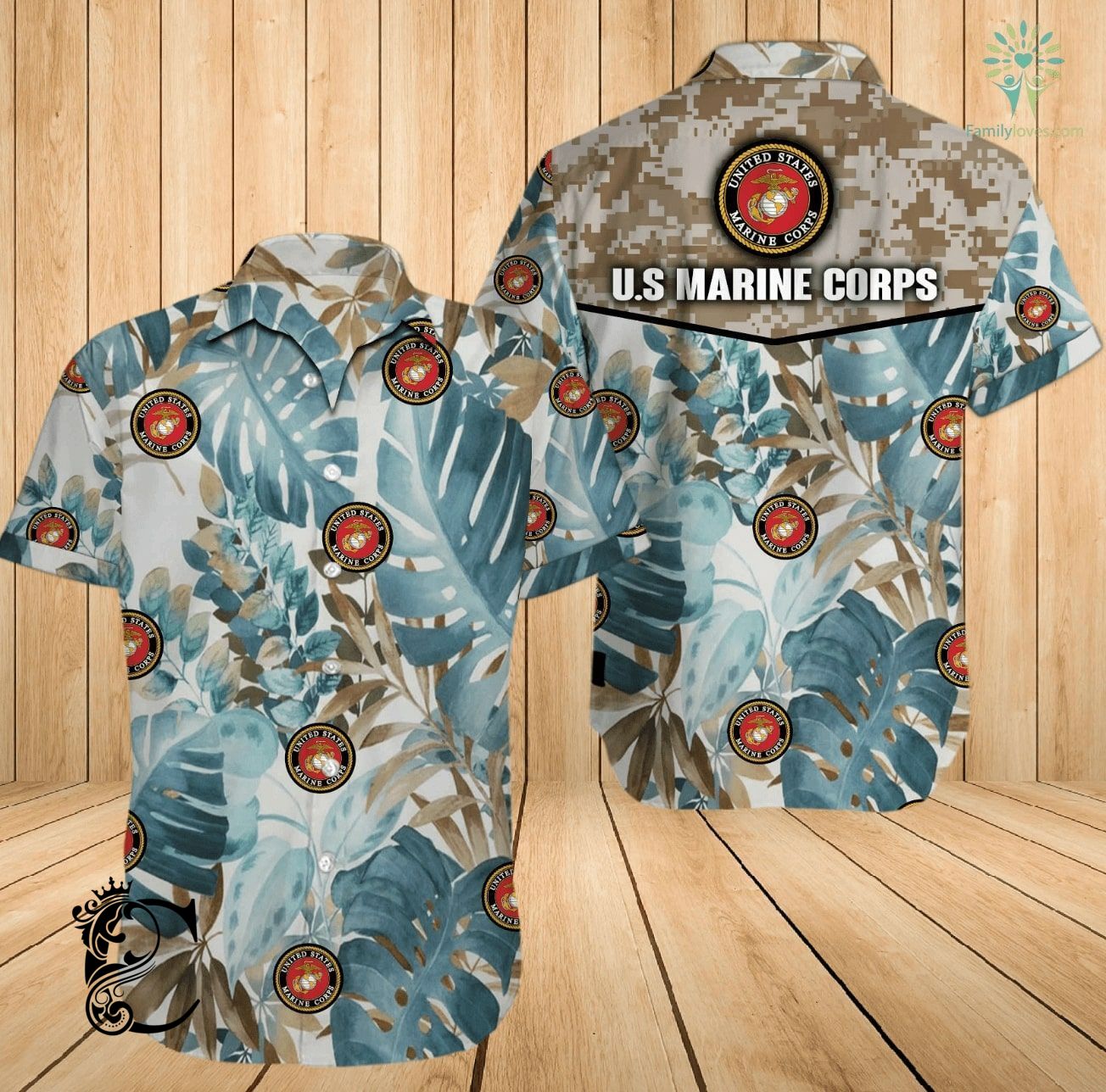 Us Marine Corps All Over Printed Hawaiian Shirt