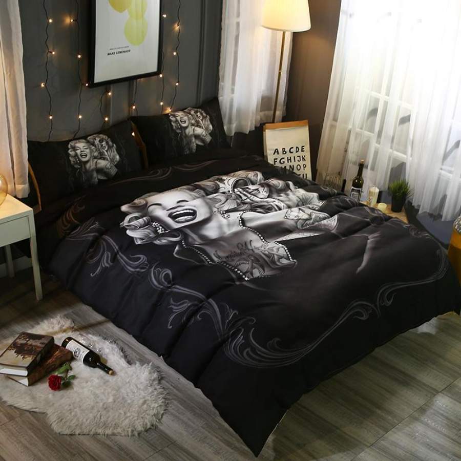 3D Marilyn Monroe Black Quilt Cover Set Bedding Set Pillowcases 135